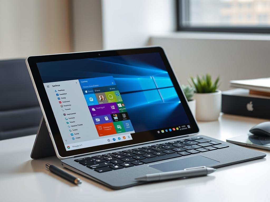 Microsoft Surface Pro 11 with keyboard and stylus showing Windows productivity features