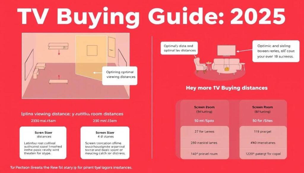 TV buying guide 2025 showing optimal screen sizes for different room dimensions TV buying guide 2025 showing optimal screen sizes for different room dimensions