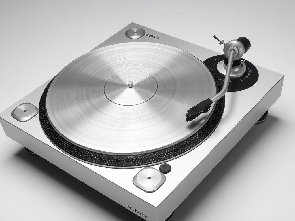 Technics SL-1500C direct-drive turntable with its distinctive aluminum platter Technics SL-1500C direct-drive turntable with its distinctive aluminum platter