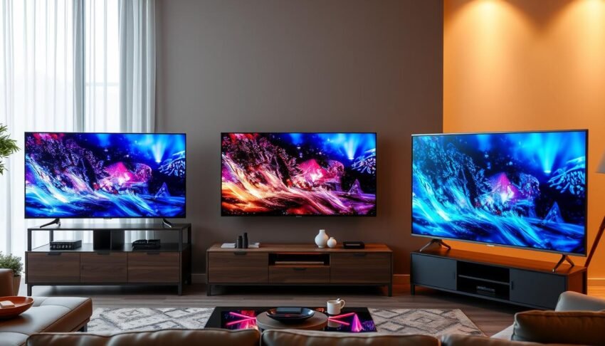 A collection of the best budget TVs of 2025 displayed in a modern living room setting