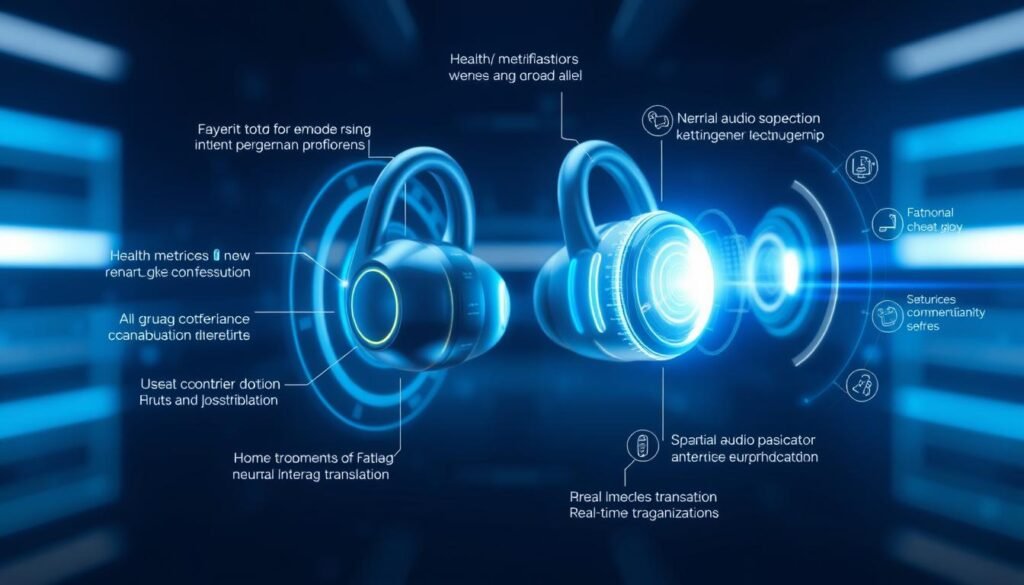 Futuristic concept of next-generation earbuds technology - best earbuds 2025 future trends Futuristic concept of next-generation earbuds technology - best earbuds 2025 future trends