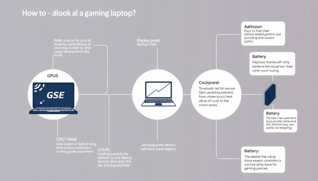 Diagram showing key components to consider when buying a gaming laptop
