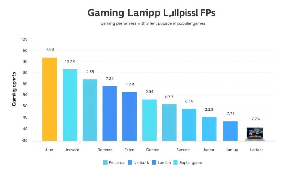 Performance comparison chart showing FPS in popular games across different gaming laptops