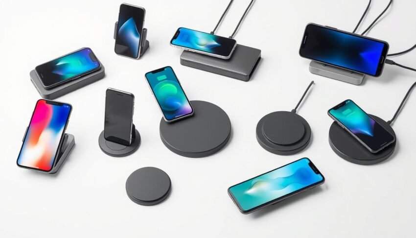 Various wireless chargers displaying the best wireless charger 2025 options including stands, pads, and multi-device stations