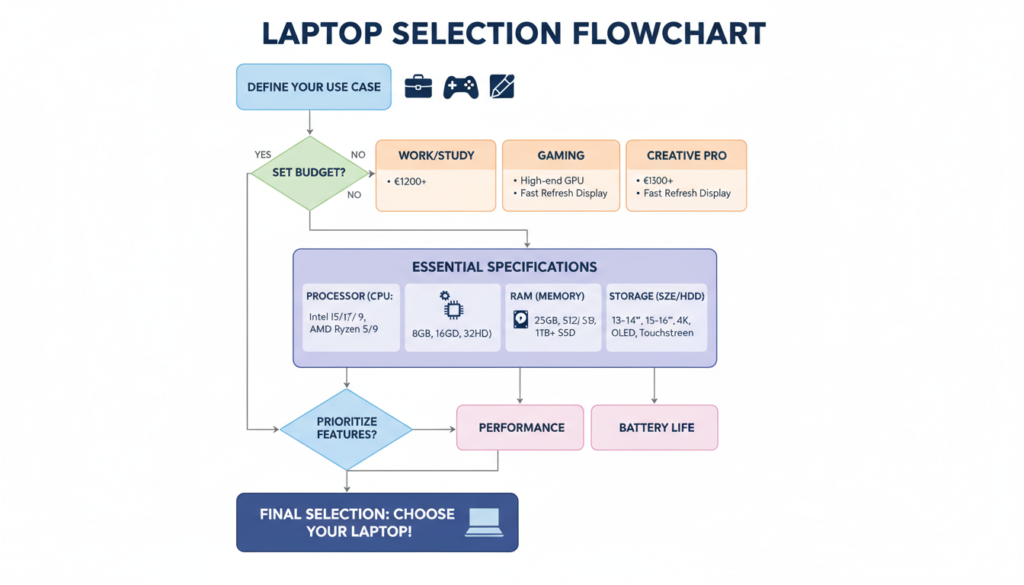 Step-by-step laptop decision flowchart to help choose the right laptop