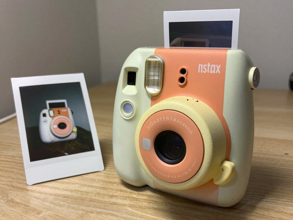 Instant photo camera with printed photo