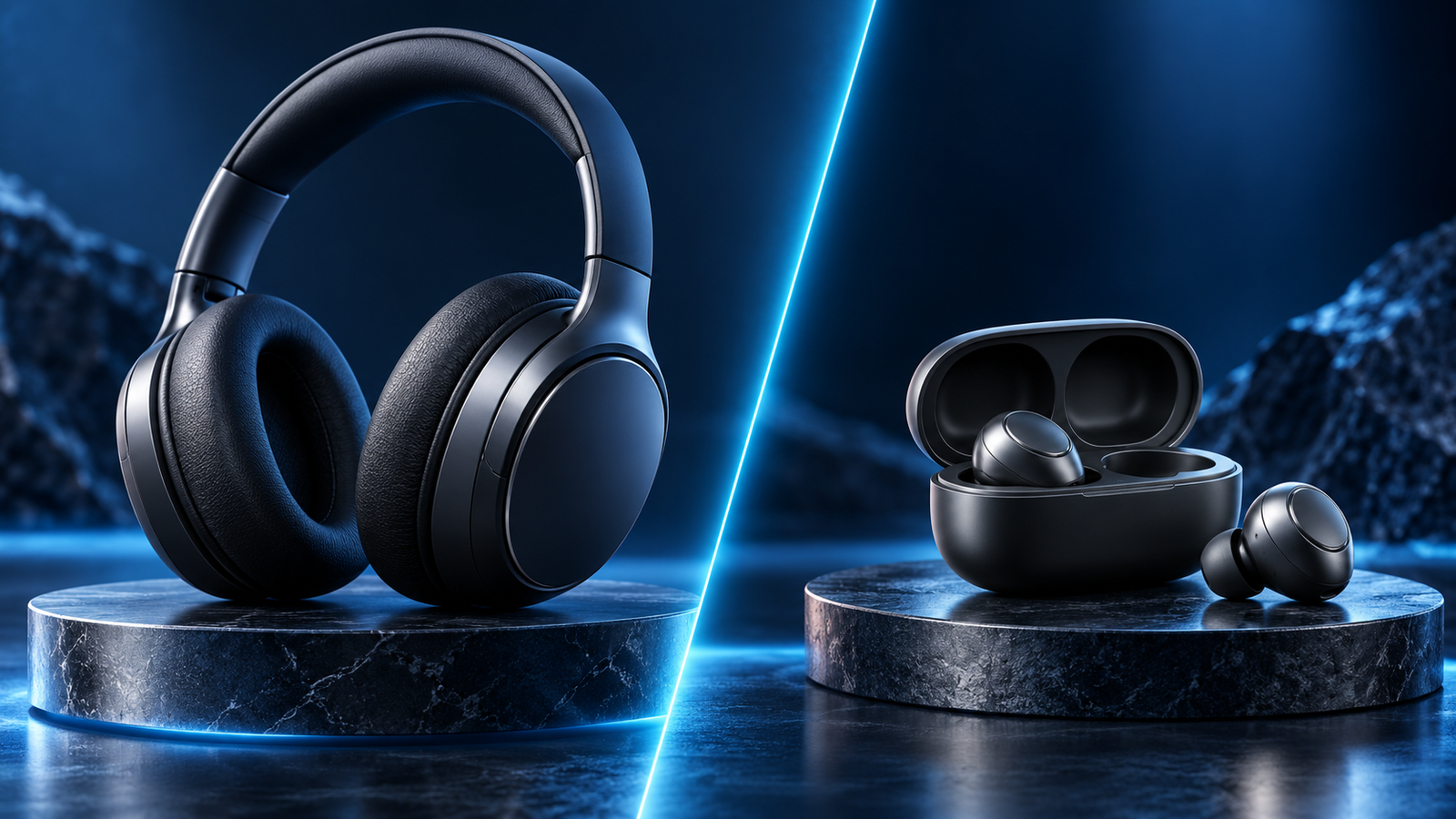 Over-ear headphones compared with wireless earbuds